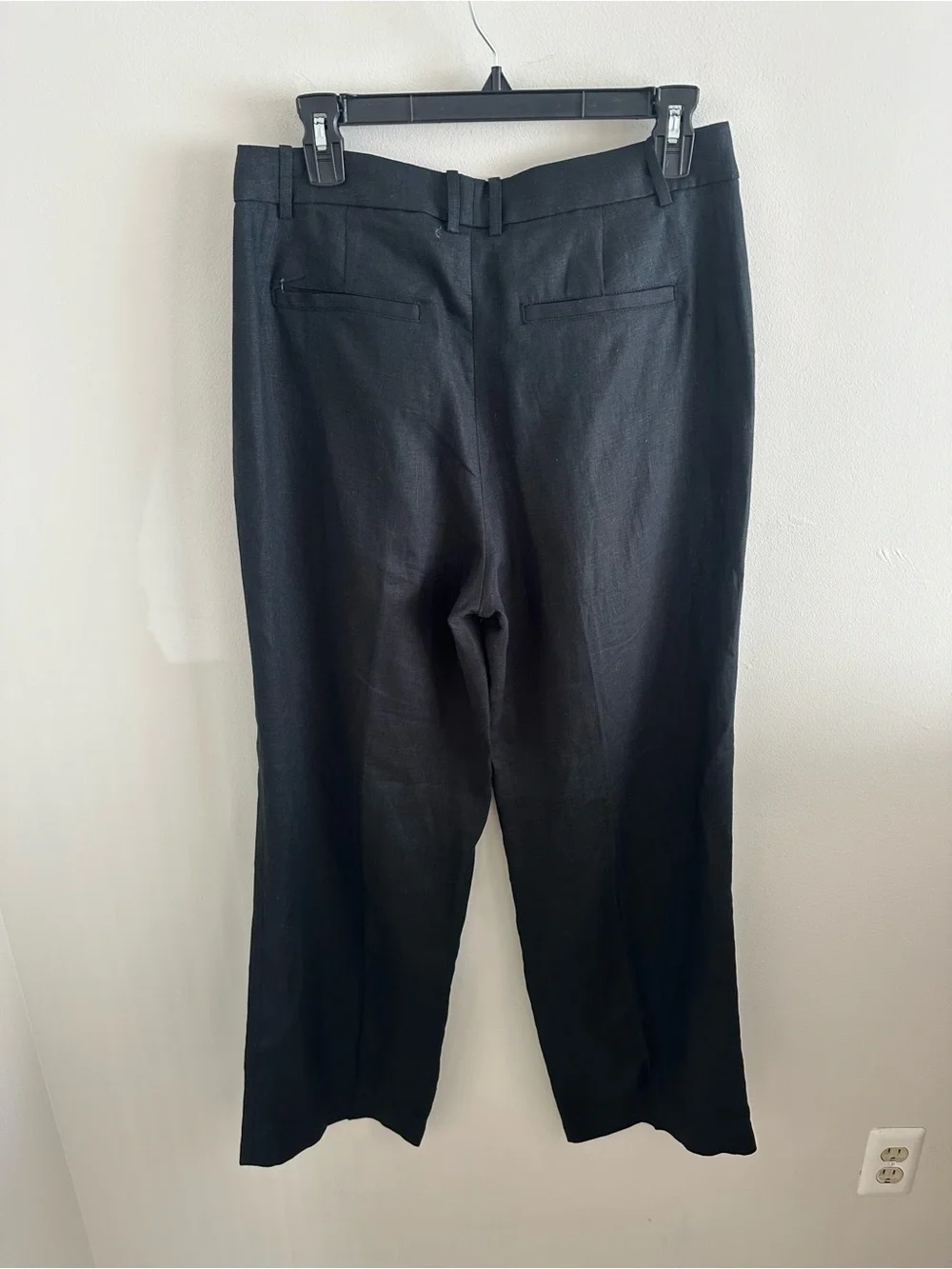 NWT Banana Republic black high rise 100% linen trouser straight leg pant size 6